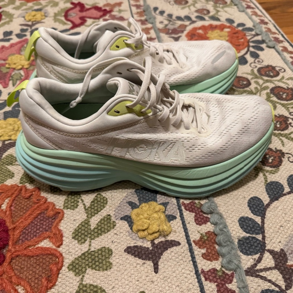 Hoka Women's White and Mint Athletic Shoes